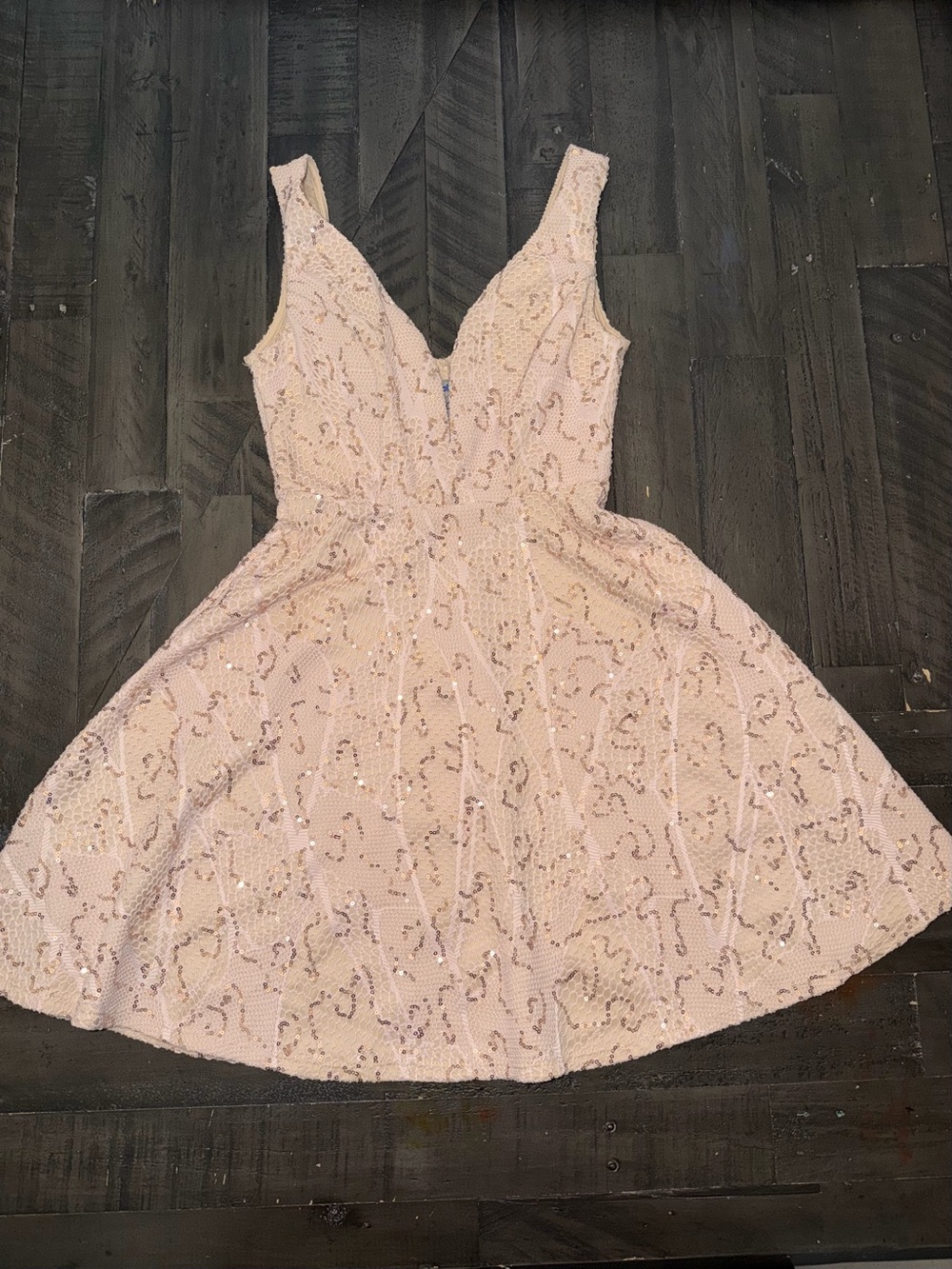 bailey blue Blush Sequin V-Neck Fit-and-Flare Dress